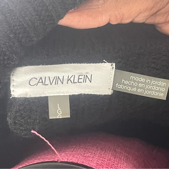 Calvin Klein black cowl neck classic pullover chain stitch sweater Size L - Picture 12 of 14